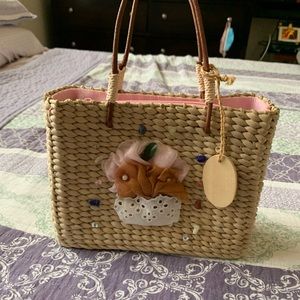 Straw, wicker, Rattan tote hand made bag